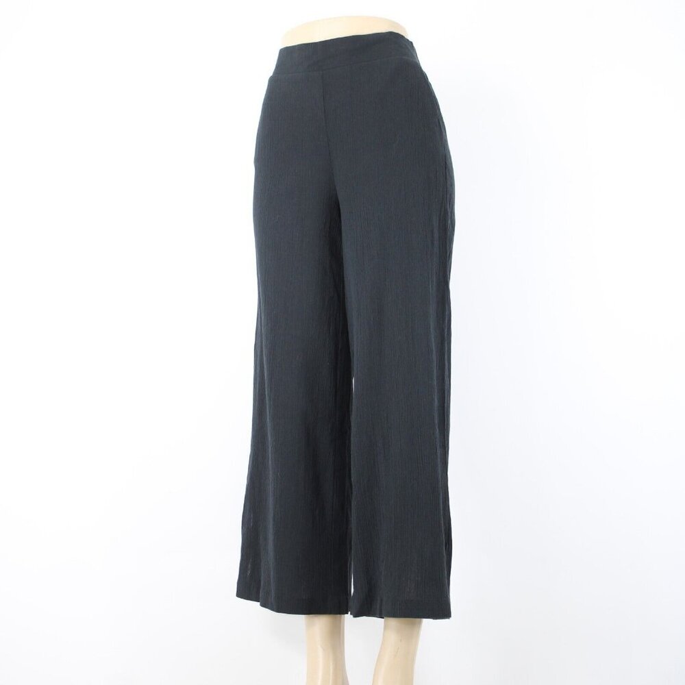 NYDJ Sz 4 x 27 Black Gauze Wide Leg Pull On Ankle 100% Cotton Pant - Picture 5 of 16